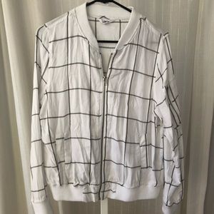 BB Dakota White & Grey Flannel Zip-Up Jacket